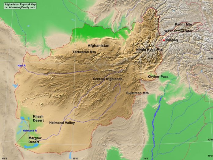 Afghanistan physical map