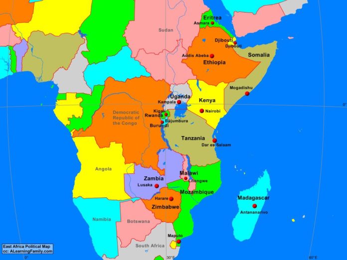 East Africa political map