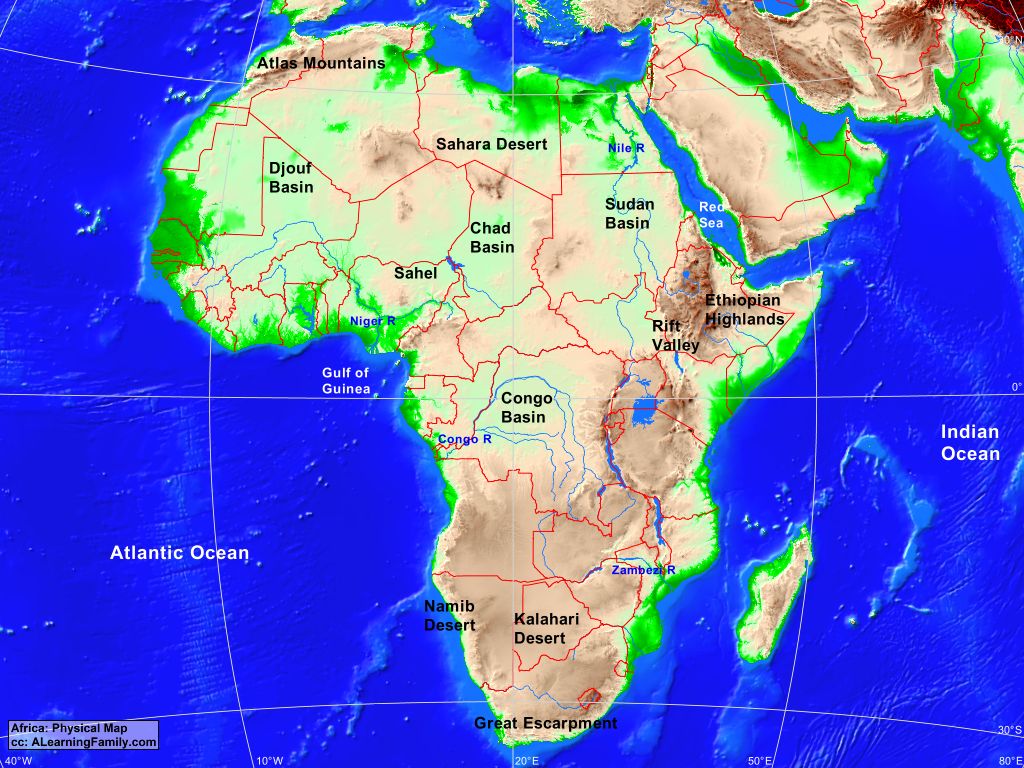 Africa Physical Map A Learning Family   AfricaPhysical 