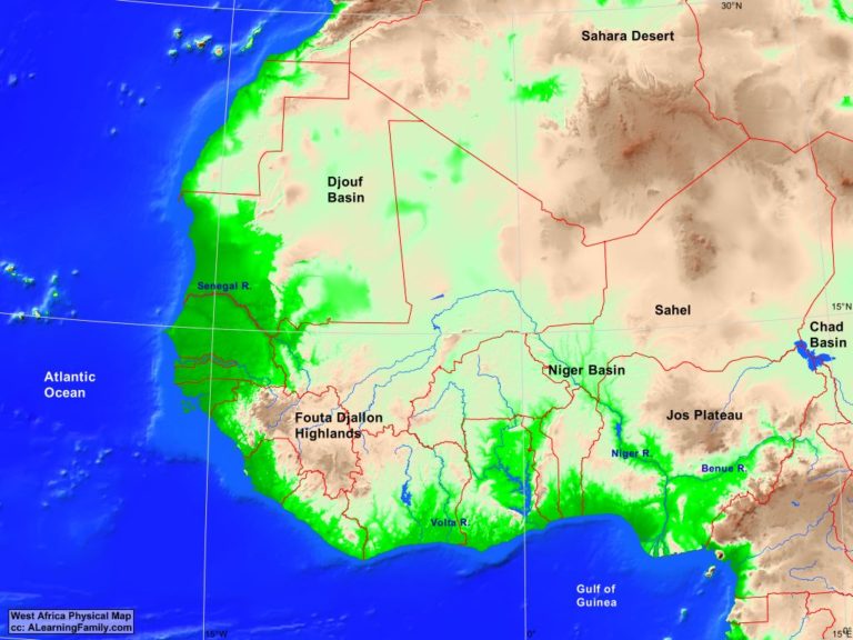 West Africa Physical Map - A Learning Family