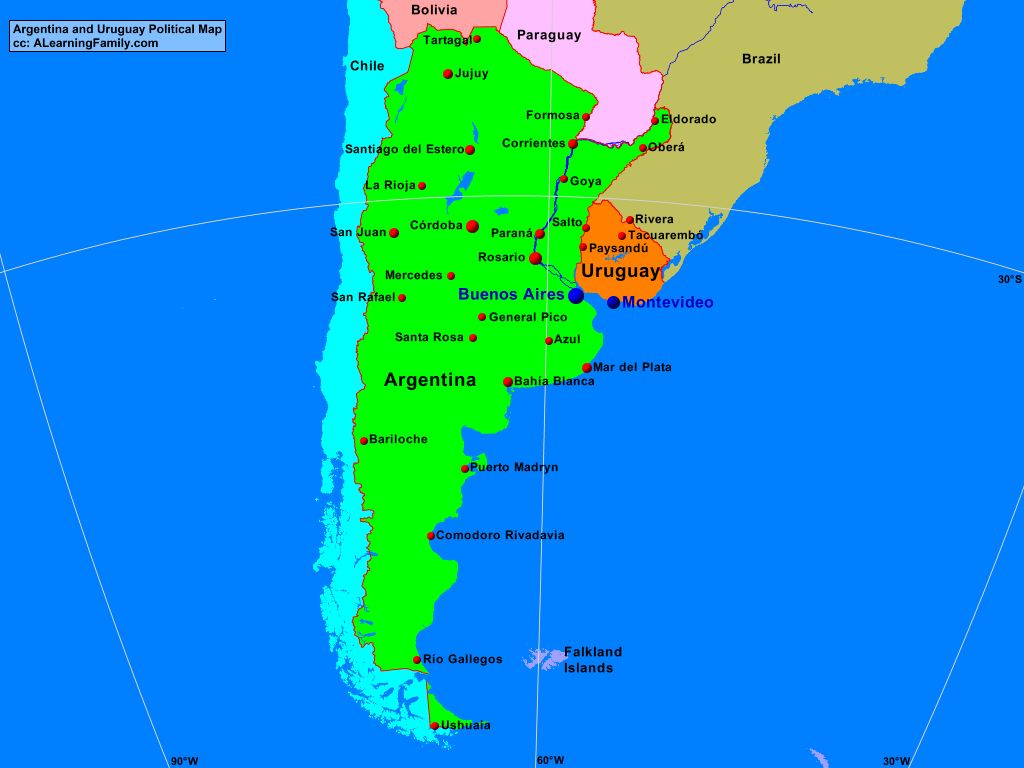 argentina and uruguay map Argentina And Uruguay Political Map A Learning Family argentina and uruguay map