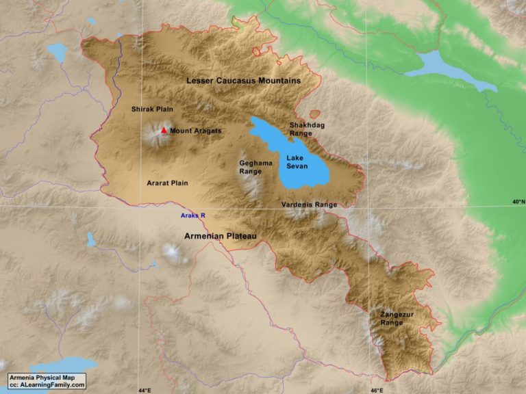 Armenia Physical Map - A Learning Family