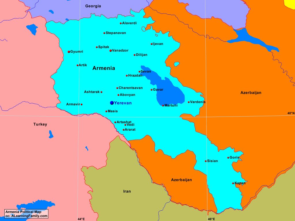 Armenia Physical Map - A Learning Family