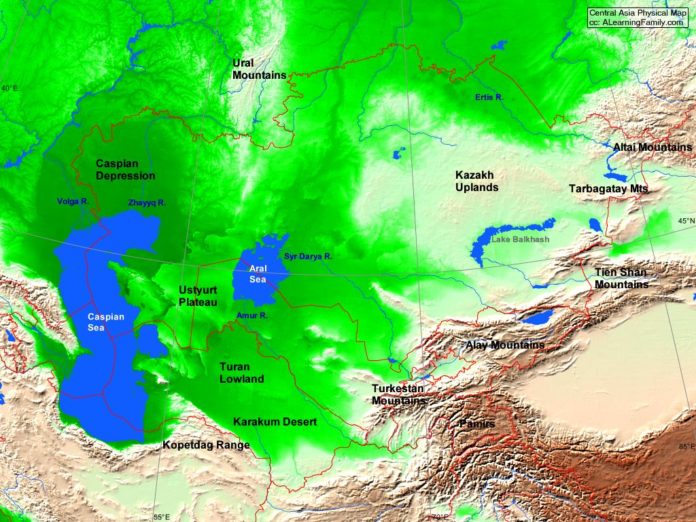 Central Asia physical map