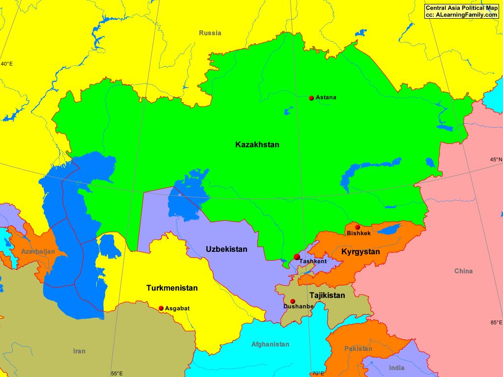 Central Asia Political Map North Asia Political Map South Asia Images   AsiaCentralPolitical 