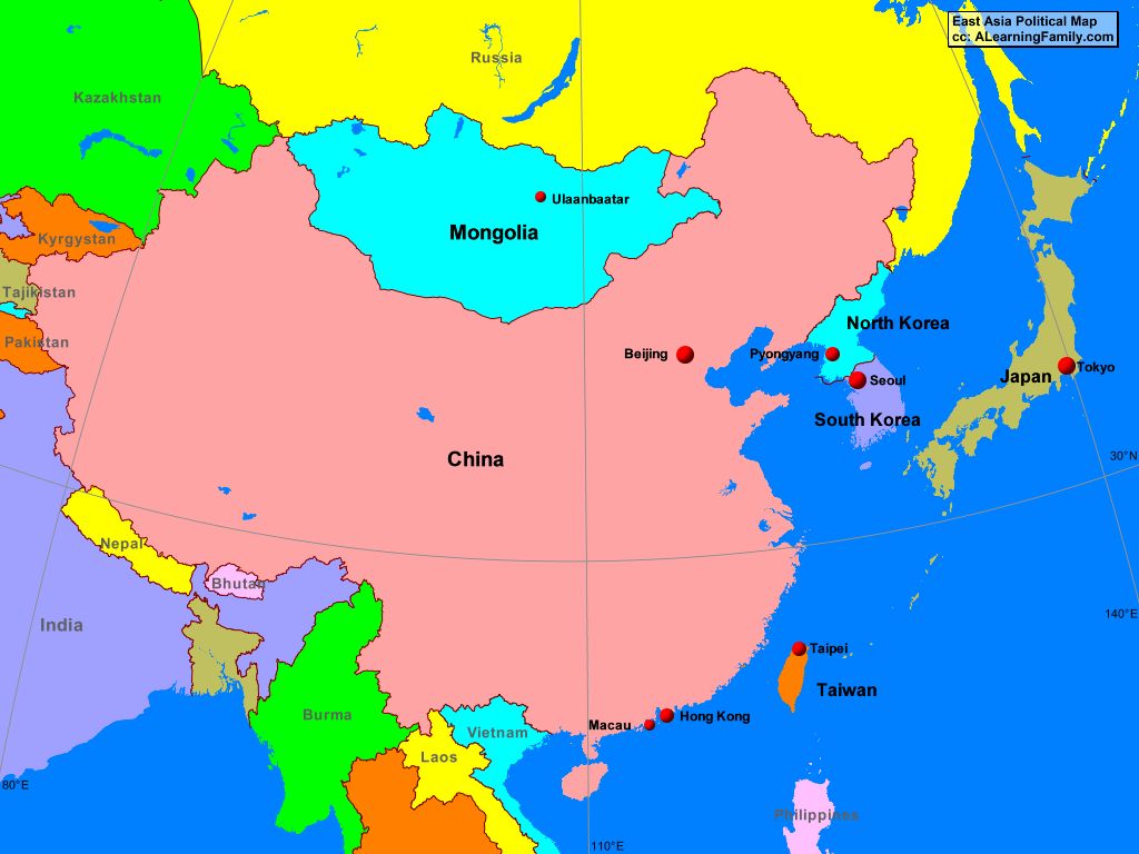 East Asia Political Map A Learning Family   AsiaEastPolitical 