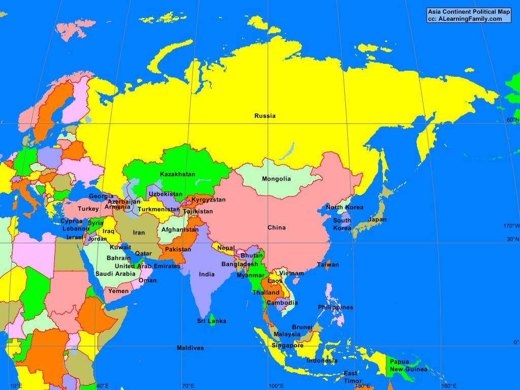 Map Of Asia Printable