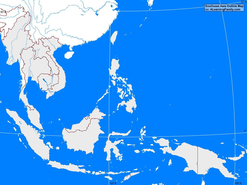Southeast Asia Outline Map A Learning Family