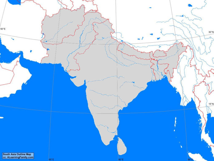 South Asia outline map