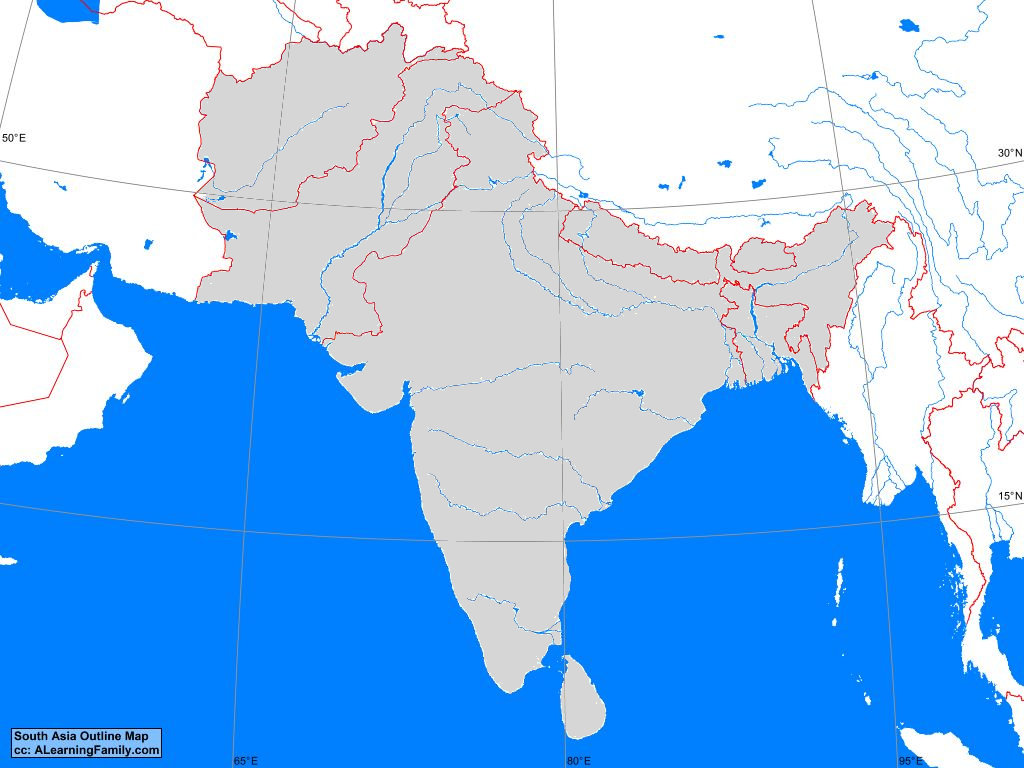 blank asia physical map