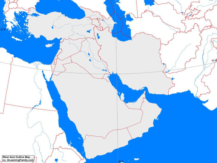 West Asia outline map