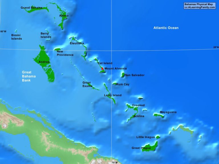 Bahamas Physical Map - A Learning Family