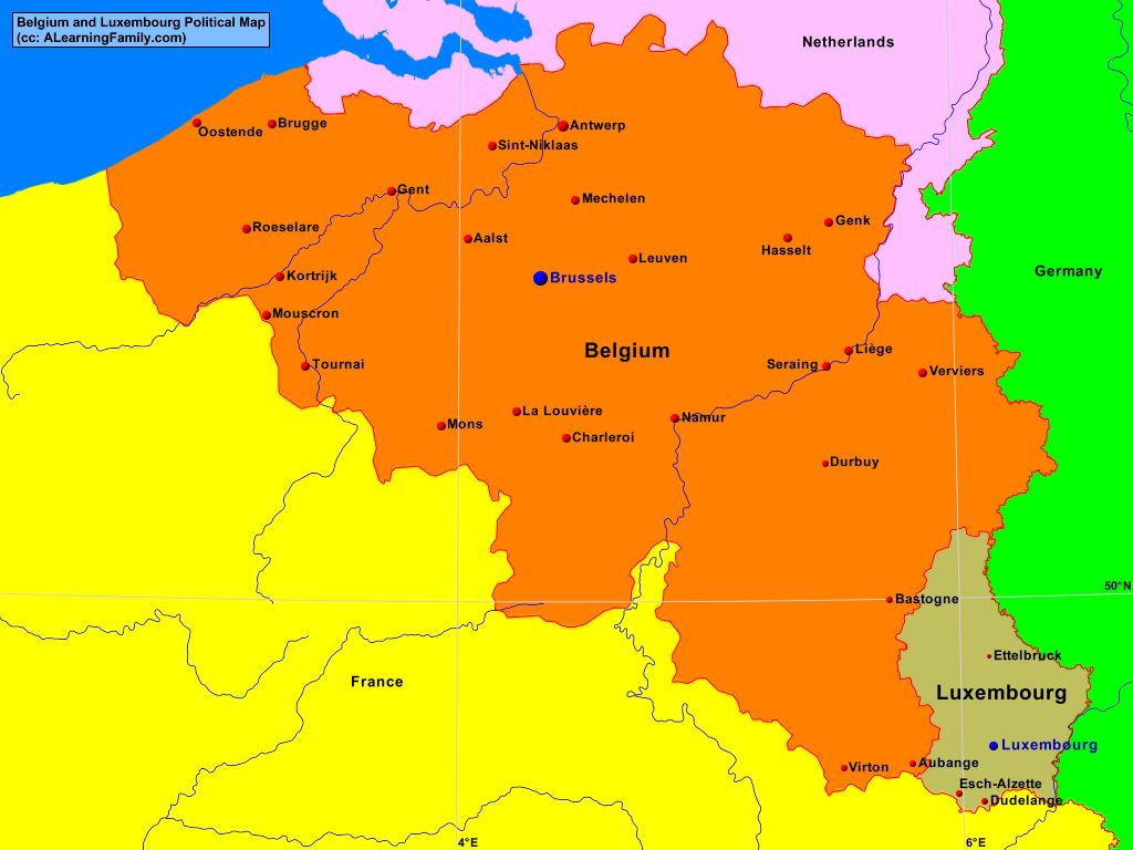 Belgium And Luxembourg Map Belgium And Luxembourg Political Map - A Learning Family