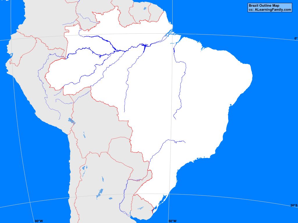 Brazil Outline Map A Learning Family