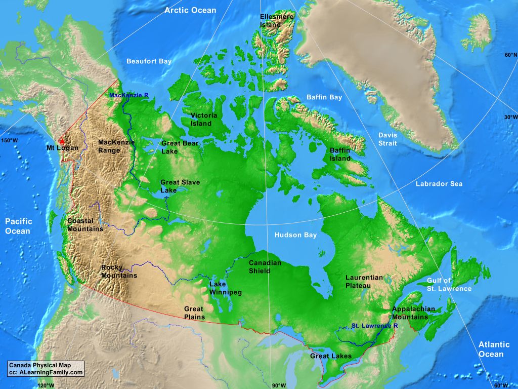 Physical Features Map Of Canada - Rosa Wandie