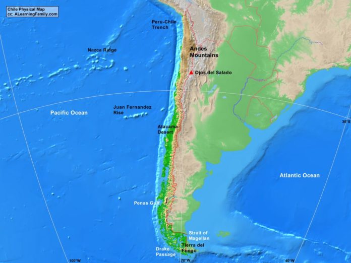 Chile physical map