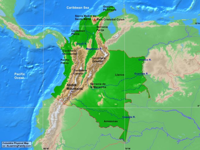 Colombia physical map