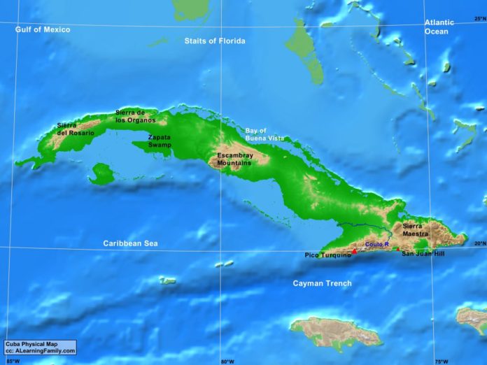 Cuba physical map