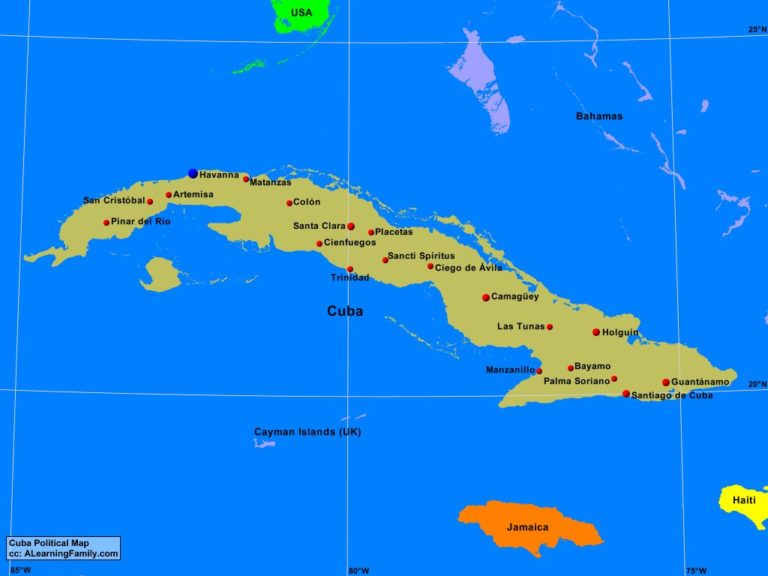 Cuba Political Map - A Learning Family