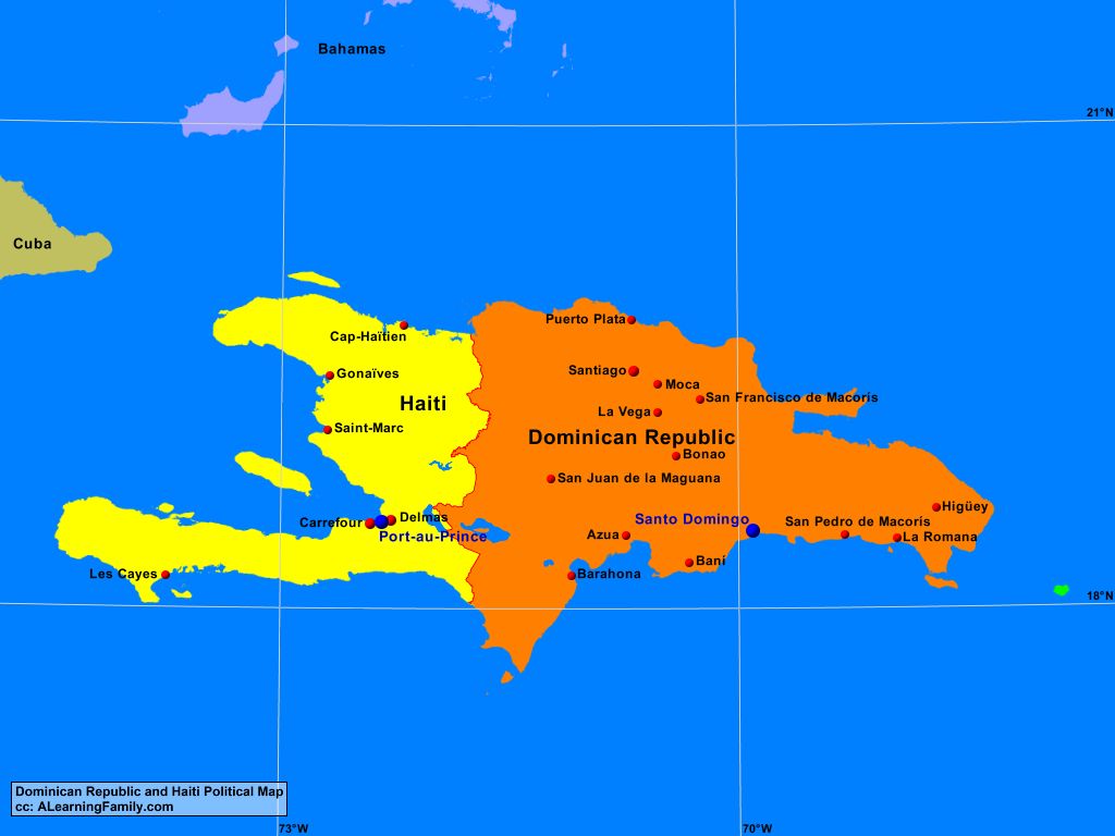 Dominican Republic and Haiti Political Map - A Learning Family