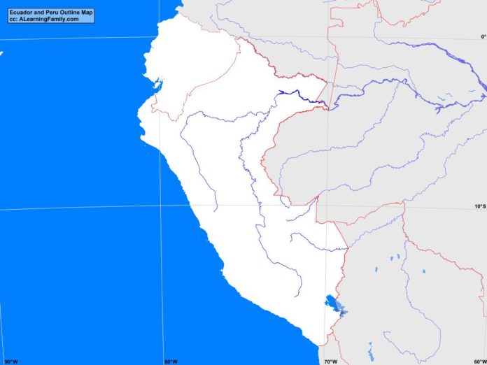 Ecuador and Peru outline map