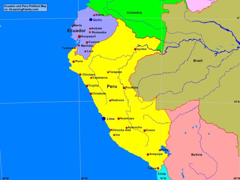 Ecuador And Peru Political Map A Learning Family   EcuadPeruPolitical 768x576 