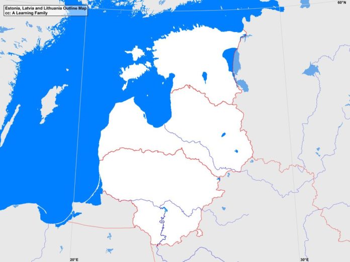Estonia Latvia and Lithuania outline map
