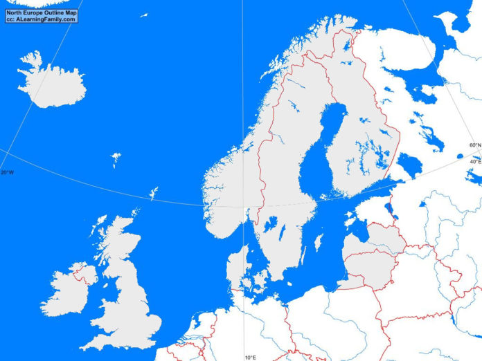 North Europe outline map