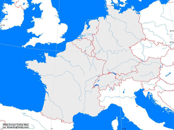 West Europe outline map