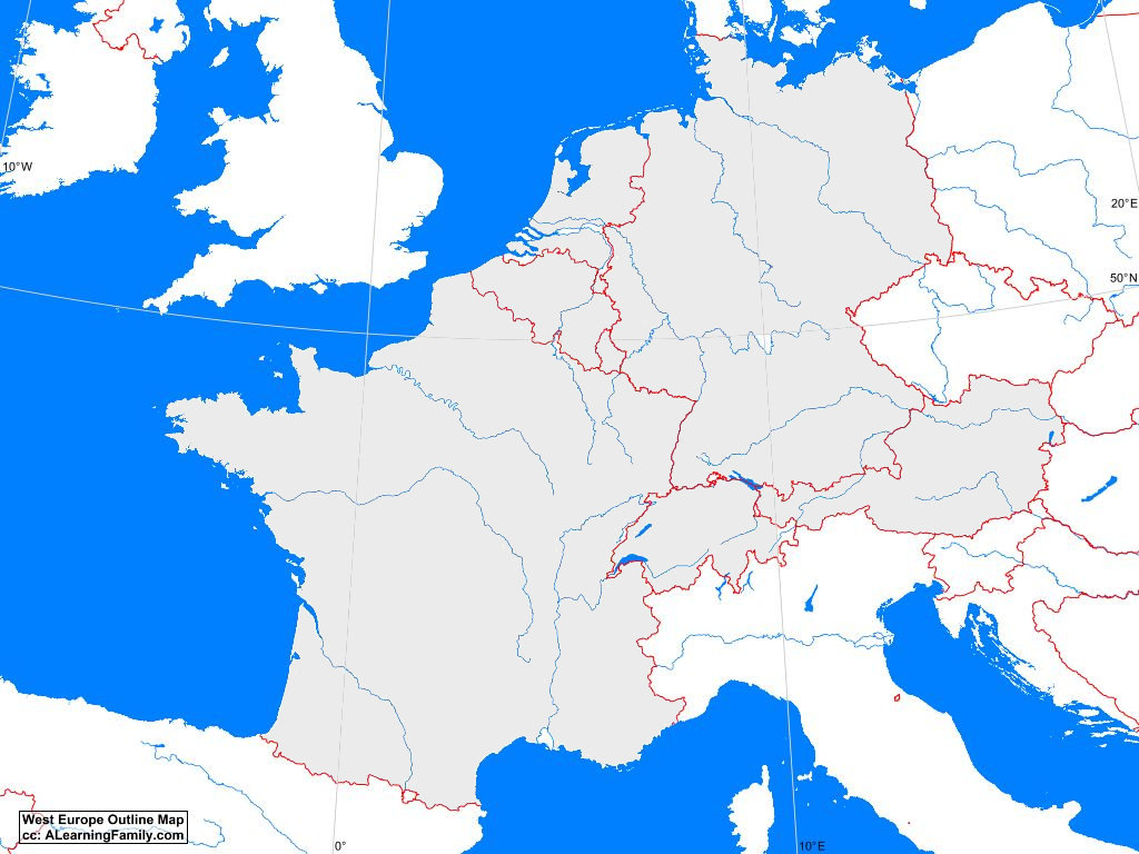 West Europe Outline Map A Learning Family