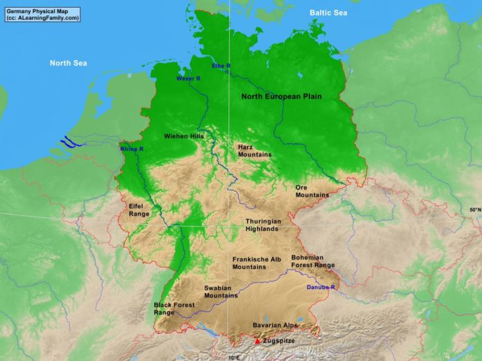 A Physical Map Of Germany - United States Map