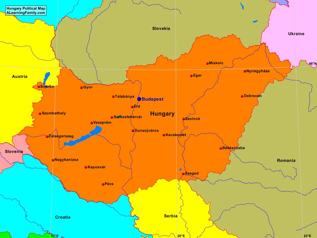 Hungary Political Map A Learning Family