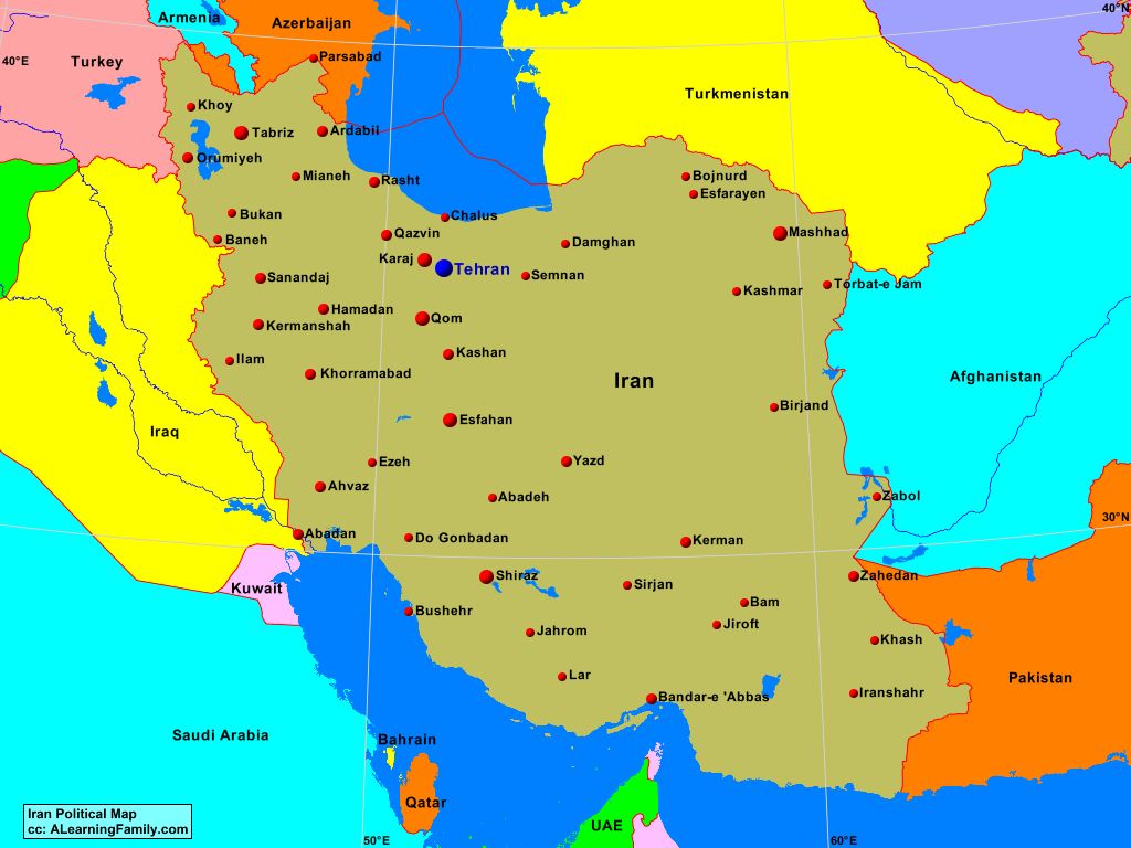 Карта ирана с областями