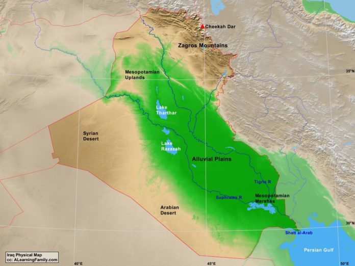 Iraq physical map