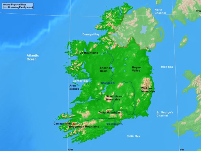 Ireland physical map