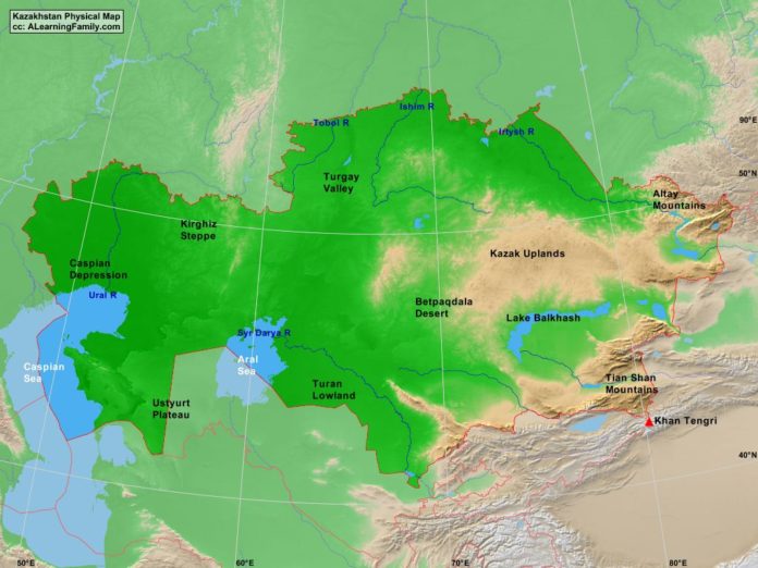 Kazakhstan physical map