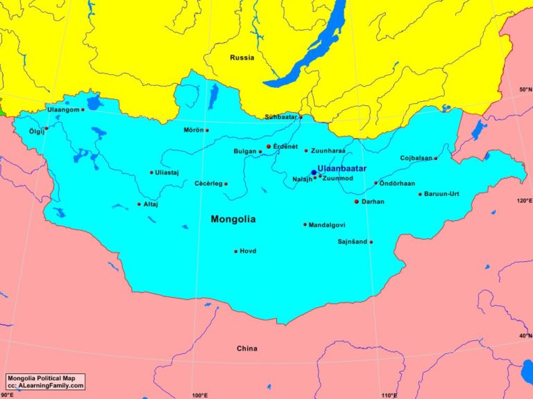 Mongolia Political Map - A Learning Family