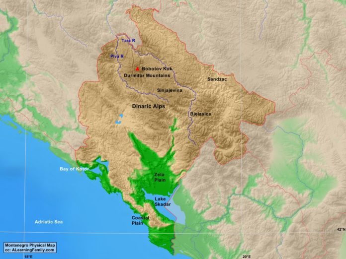 Montenegro physical map