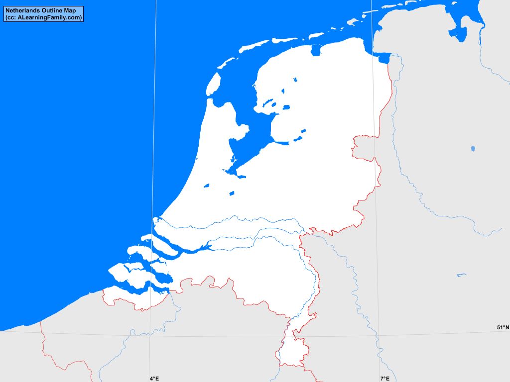 Netherlands Outline Map - A Learning Family