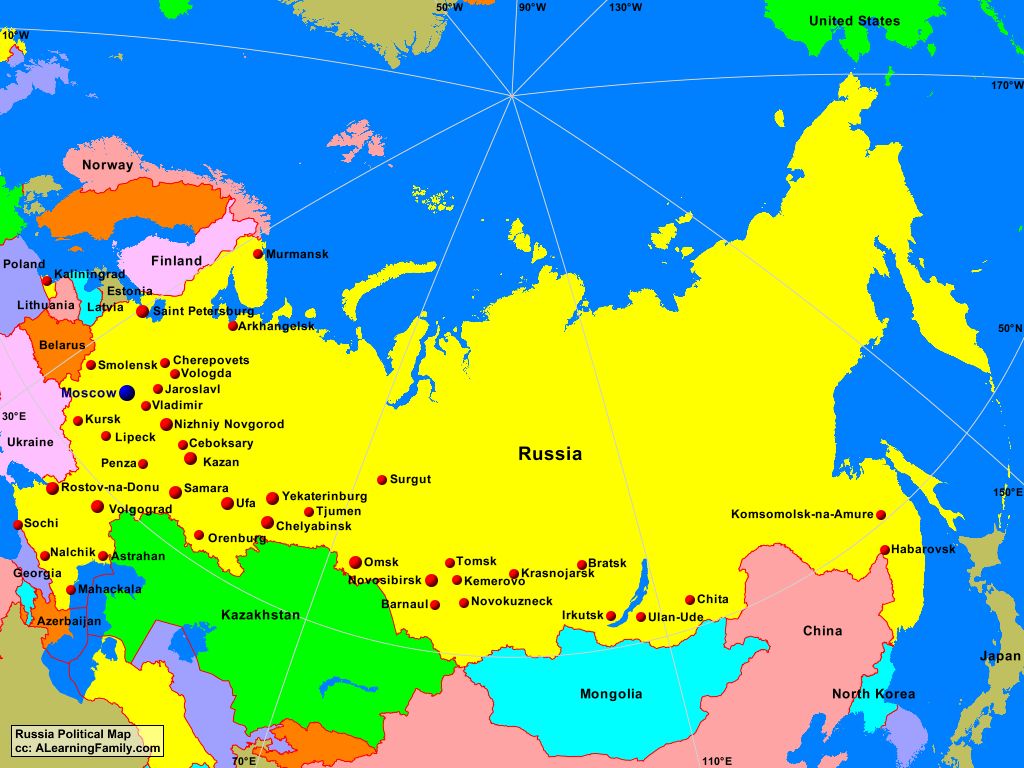 Russia Political Map - A Learning Family