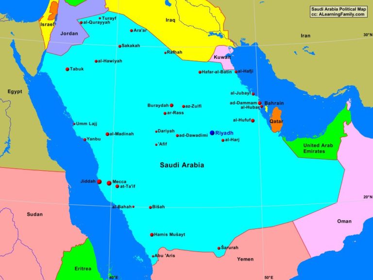 Saudi Arabia Political Map - A Learning Family