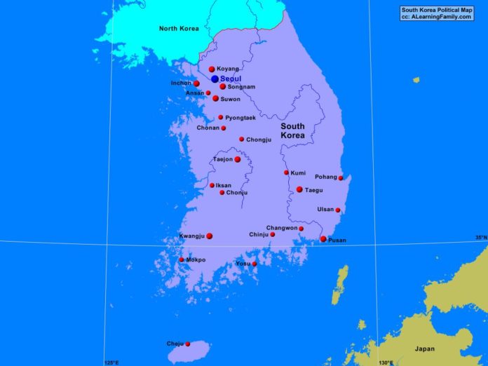 South Korea political map
