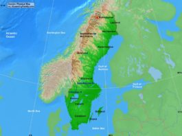 Sweden Physical Map - A Learning Family