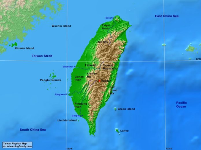 Taiwan physical map