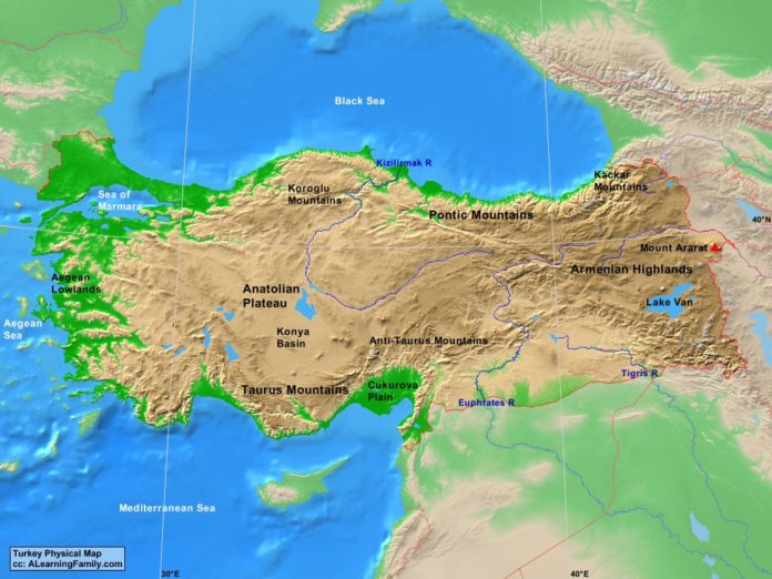 Turkey physical map
