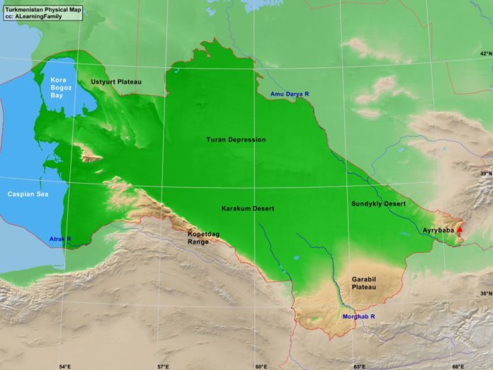 Turkmenistan physical map