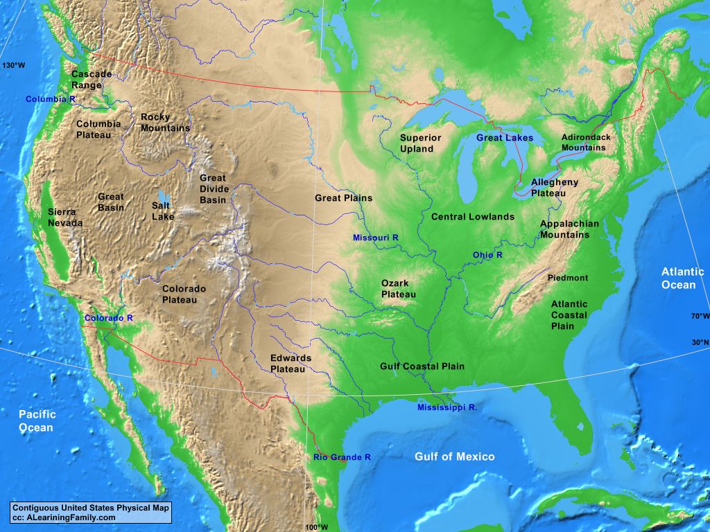 Appalachian Mountains Physical Map United States Map States District   USAContinentPhysical 