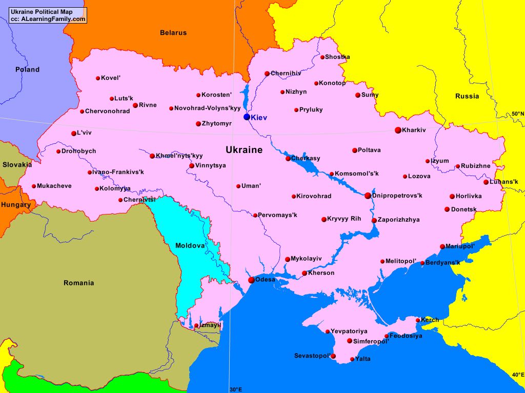 Ukraine Political Map - A Learning Family