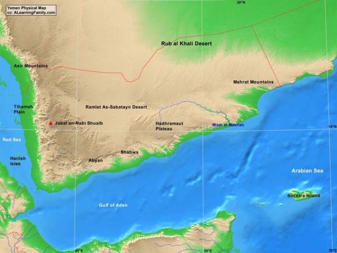 Yemen physical map